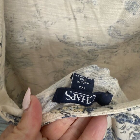 Ralph Lauren Chaps Floral Dress maxi cream size large blue - Picture 4 of 7